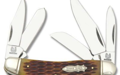 5 Blade Sowbelly Amber Jigged Bone Handle