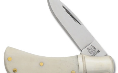Mustang Pocket Lockback White Smooth Bone Handle