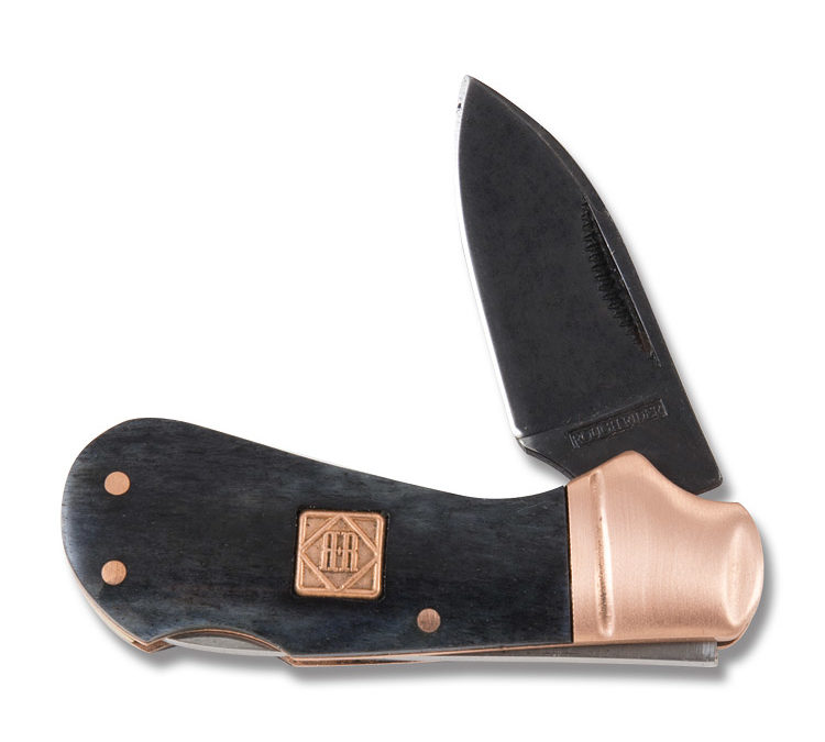 Copper Bolster Cub Lockback Black Smooth Bone Handle