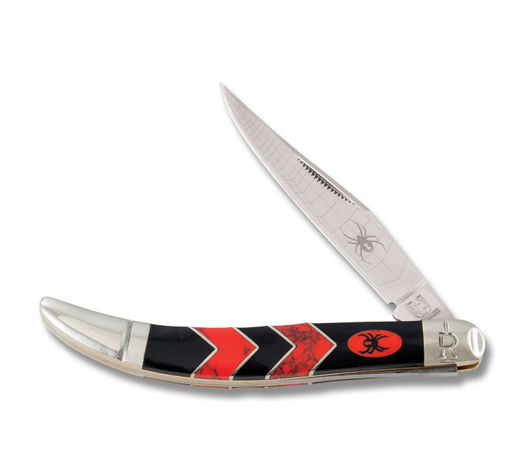Black Widow Medium Toothpick Black Jet and Red Coral Handle
