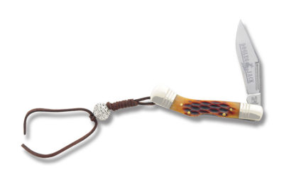 One Blade Amber Jigged Bone Handle