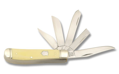 5 Blade Mini Trapper Yellow Composition Handle