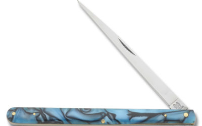 Toad Sticker Blue Swirl Celluloid Handle