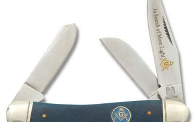 A Tribute to Free Masonry Sowbelly Blue Smooth Bone Handle