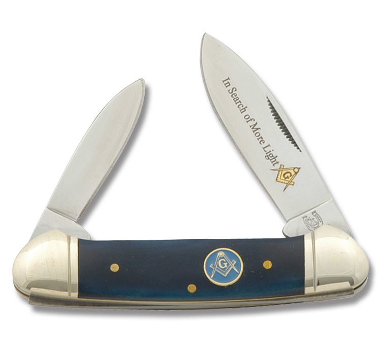 A Tribute to Free Masonry Canoe Blue Smooth Bone Handle