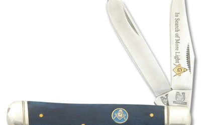 A Tribute to Free Masonry Trapper Blue Smooth Bone Handle