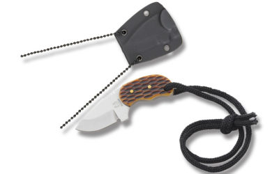 Mini Neck Knife Amber Jigged Bone Handle
