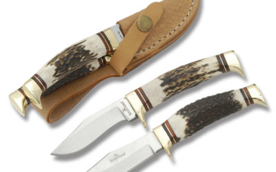 Hunters Buddy Fixed Blade Set Burnt Stag Handle