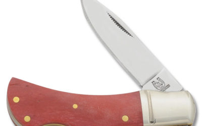 Mustang Pocket Lockback Red Smooth Bone Handle