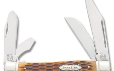 Stockman Amber Jigged Bone Handle