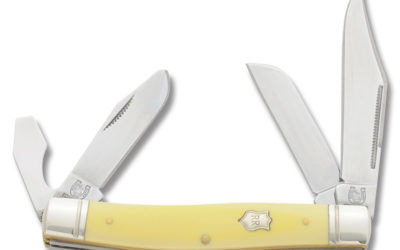 Stockman Bottle Opener Yellow Composition Handle
