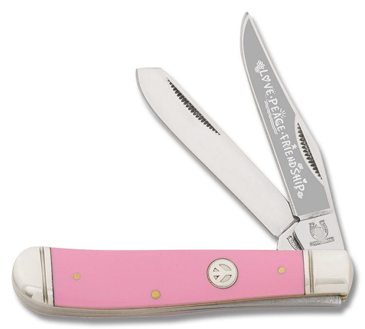 Love Peace Friendship Mini Trapper Smooth Pink Composition Handle