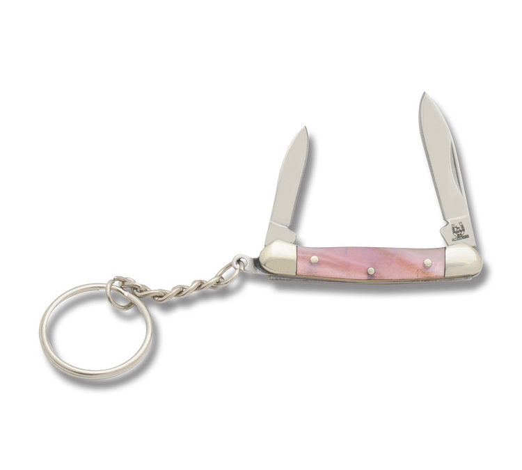 Jacks Canoe Keychain Knife Pink Celluloid Handle