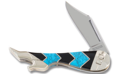 Lady Leg Faux Turquoise and Black Jet Peak Handle