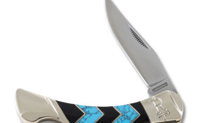Lockback Faux Turquoise and Black Jet Peak Handle