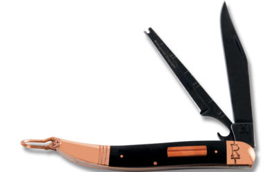 Fish Knife Copper Bolster Black Smooth Bone Handle