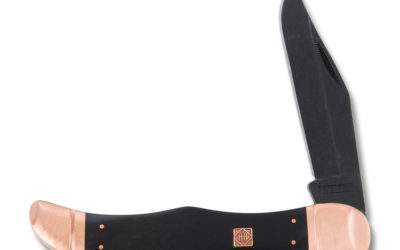 Folding Hunter Copper Bolster Black Smooth Bone Handle