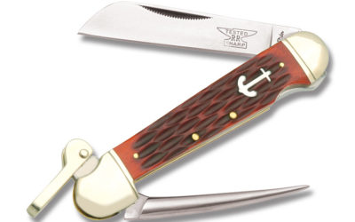 Locking Marlin Spike Red Jigged Bone Handle