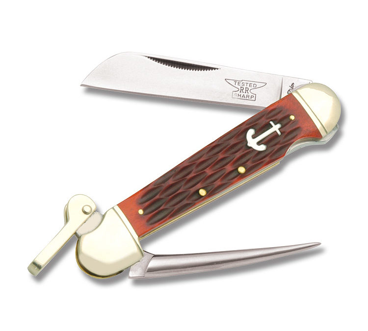 Locking Marlin Spike Red Jigged Bone Handle