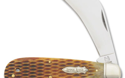 Large Hawkbill Amber Jigged Bone Handle