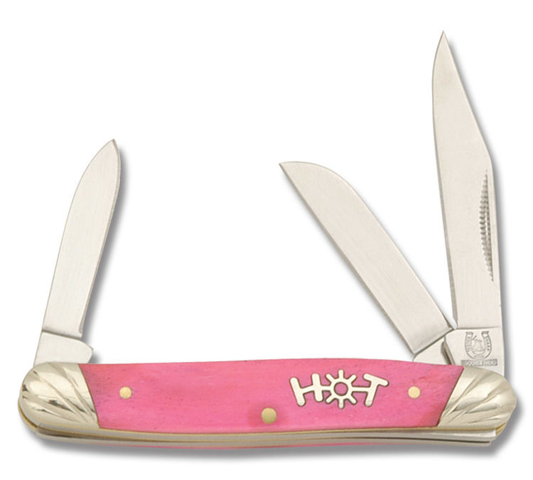 Small Stockman Hot Pink Smooth Bone Handle