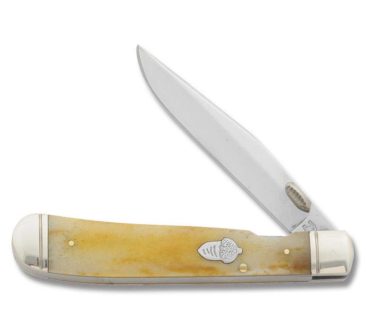 Outdoorsmen Series Linerlock Trapper Smooth Tobacco Bone Handle