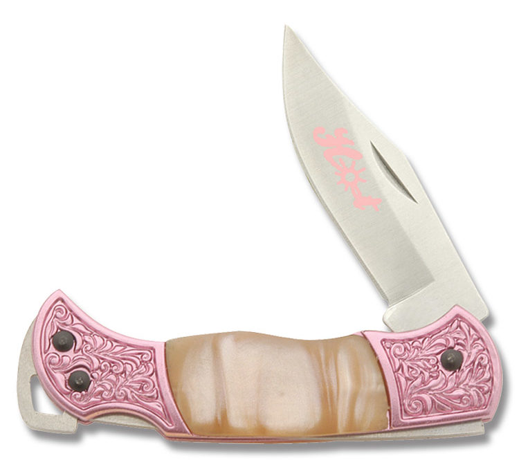 Hot Lockback Pink Imitation Pearl Handle