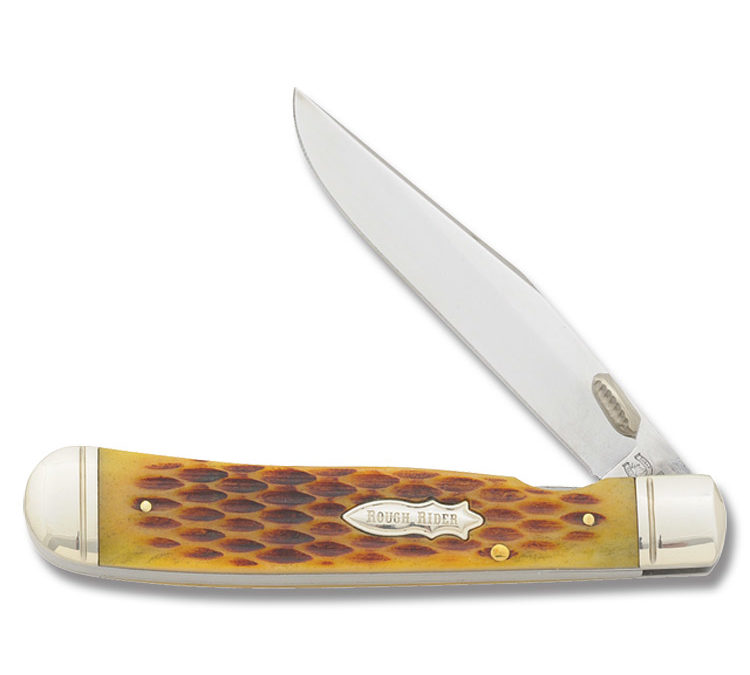 Trapper Linerlock Amber Jigged Bone Handle