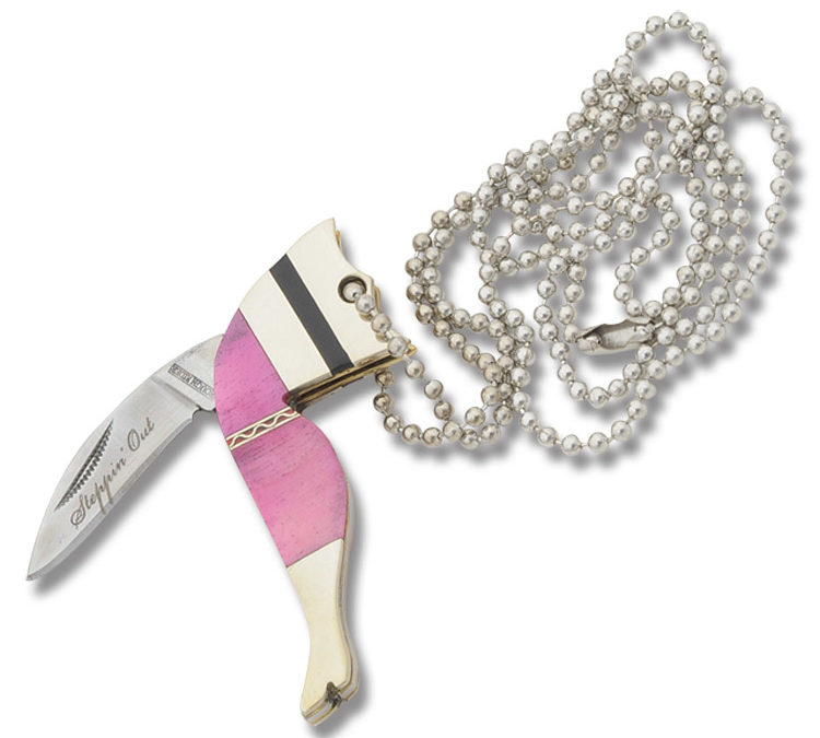 Steppin Out Lady Leg Necklace Pink Smooth Bone Handle