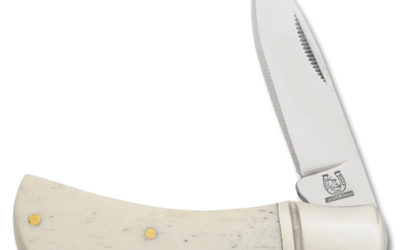 Pocket Lockback White Smooth Bone Handle
