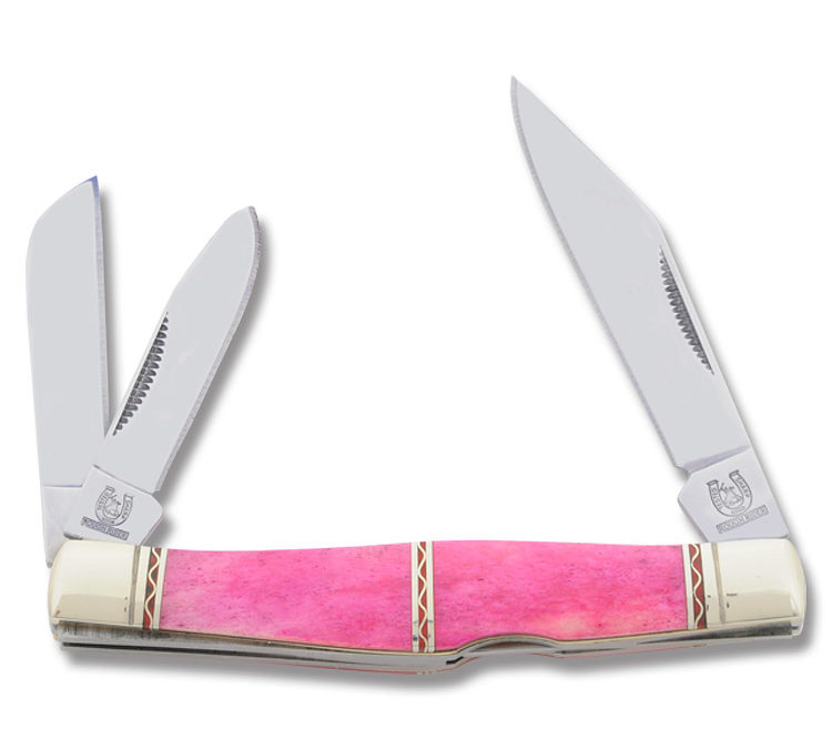 Silver Select Custom Channel Inlay Stockman Pink Smooth Bone handle