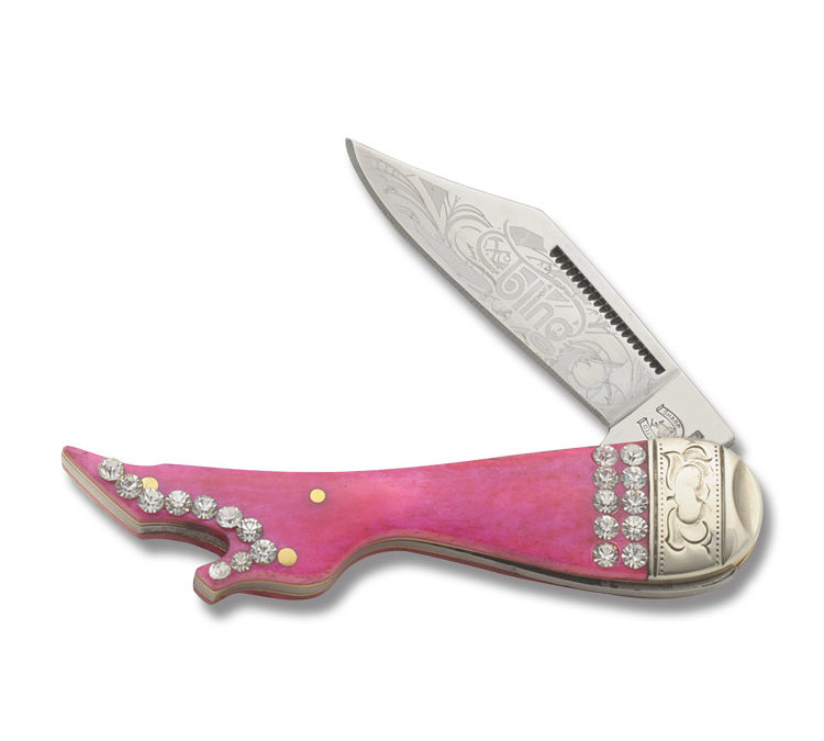 Bling Lady Leg Pink Smooth Bone Handle