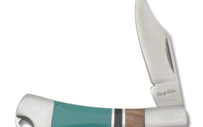 Mini Clip Point Wood and Imitation Turquoise Handle