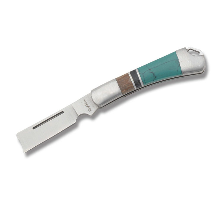 Mini Razor Wood and Imitation Turquoise Handle