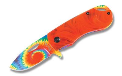 Orange Swirl Plastic Tie Dye Handle Linerlock