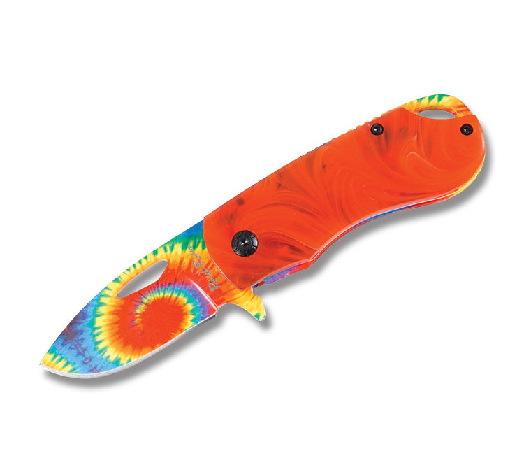 Orange Swirl Plastic Tie Dye Handle Linerlock