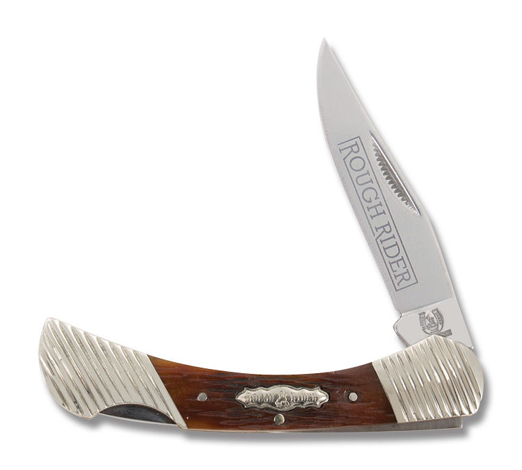 Bolster Stripes Lockback Peach Seed Jigged Bone Handle