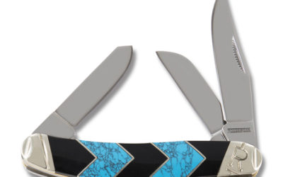 Sowbelly Faux Turquoise and Black Jet Peak Handle