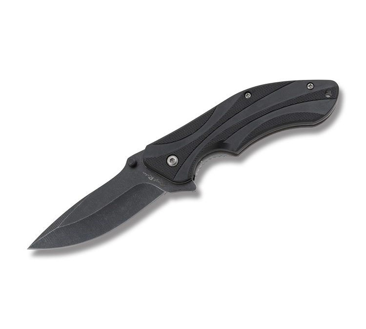 Plain Edge Black Synthetic Handle Linerlock