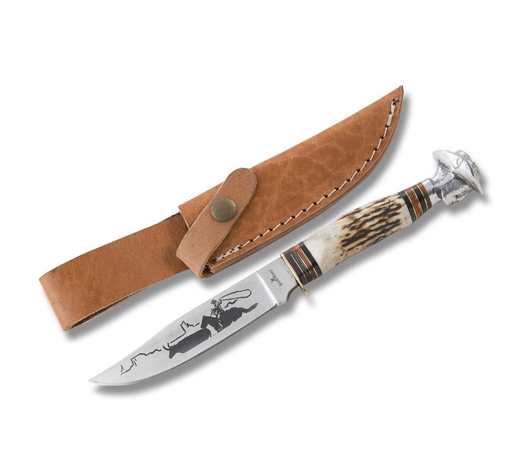 Old West Cowboy Fixed Blade Stag Handle