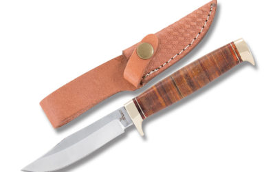 Small Hunting Knife Stacked Leather Handle