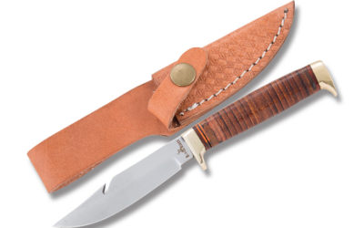 Small Hunting Knife Stacked Leather Handle