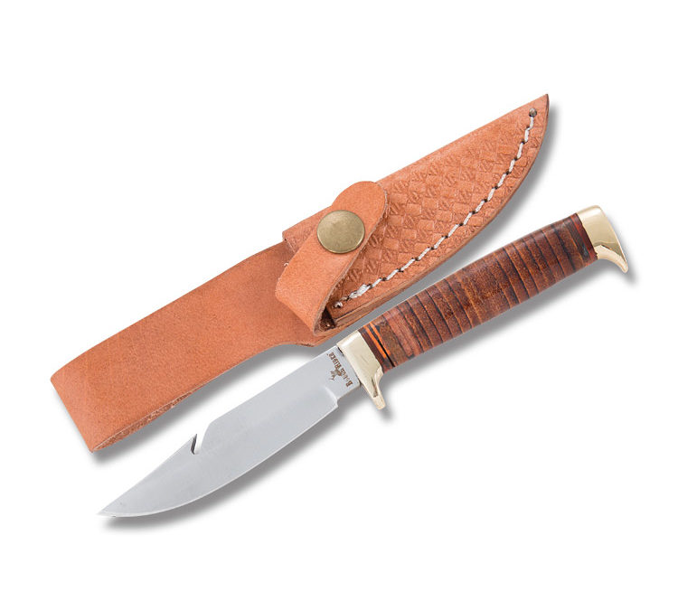 Small Hunting Knife Stacked Leather Handle