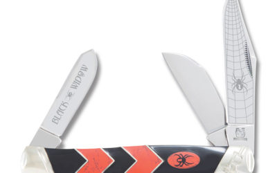 Black Widow Large Stockman Synthetic Black Jet Red Coral Handle