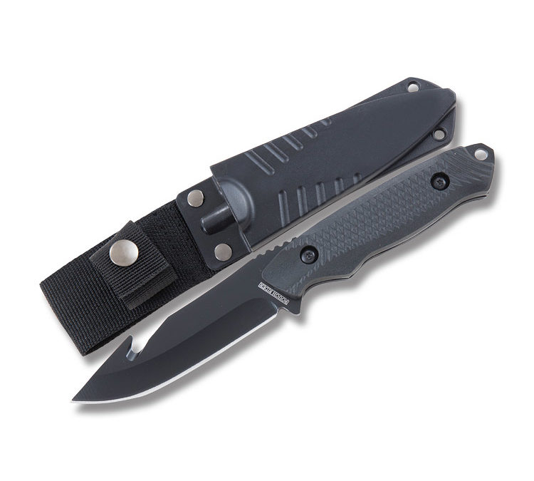 Tactical Fixed Blade Guthook Black Composition Handle