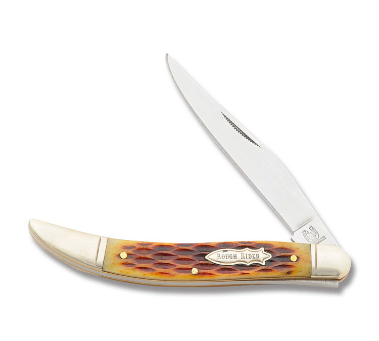 Medium Toothpick Amber Jigged Bone Handle