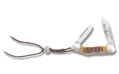 Dogleg Mini Canoe Amber Jigged Bone Handle