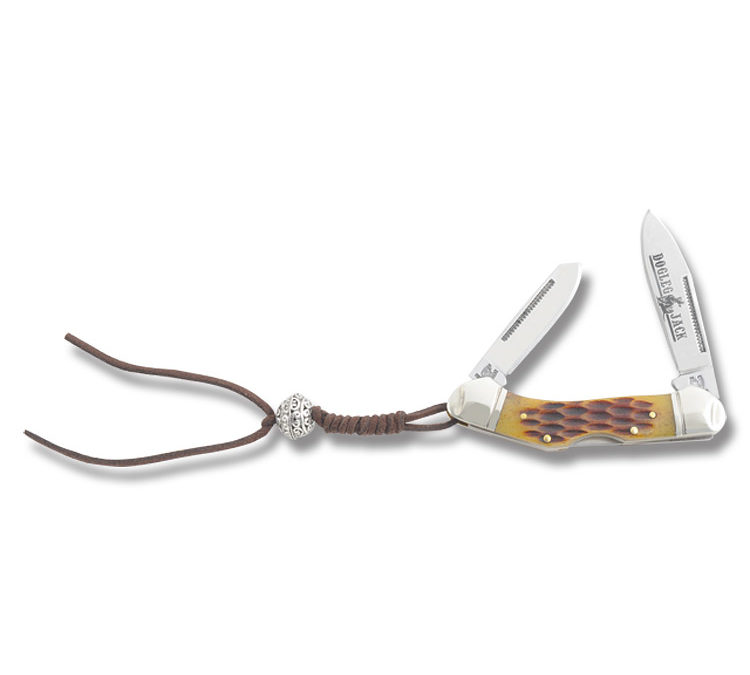 Dogleg Mini Canoe Amber Jigged Bone Handle