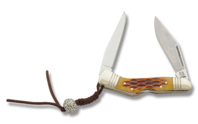 Dogleg Muskrat Amber Jigged Bone Handle
