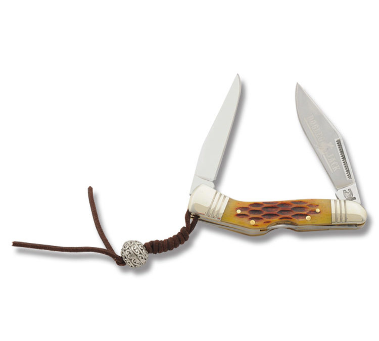 Dogleg Muskrat Amber Jigged Bone Handle